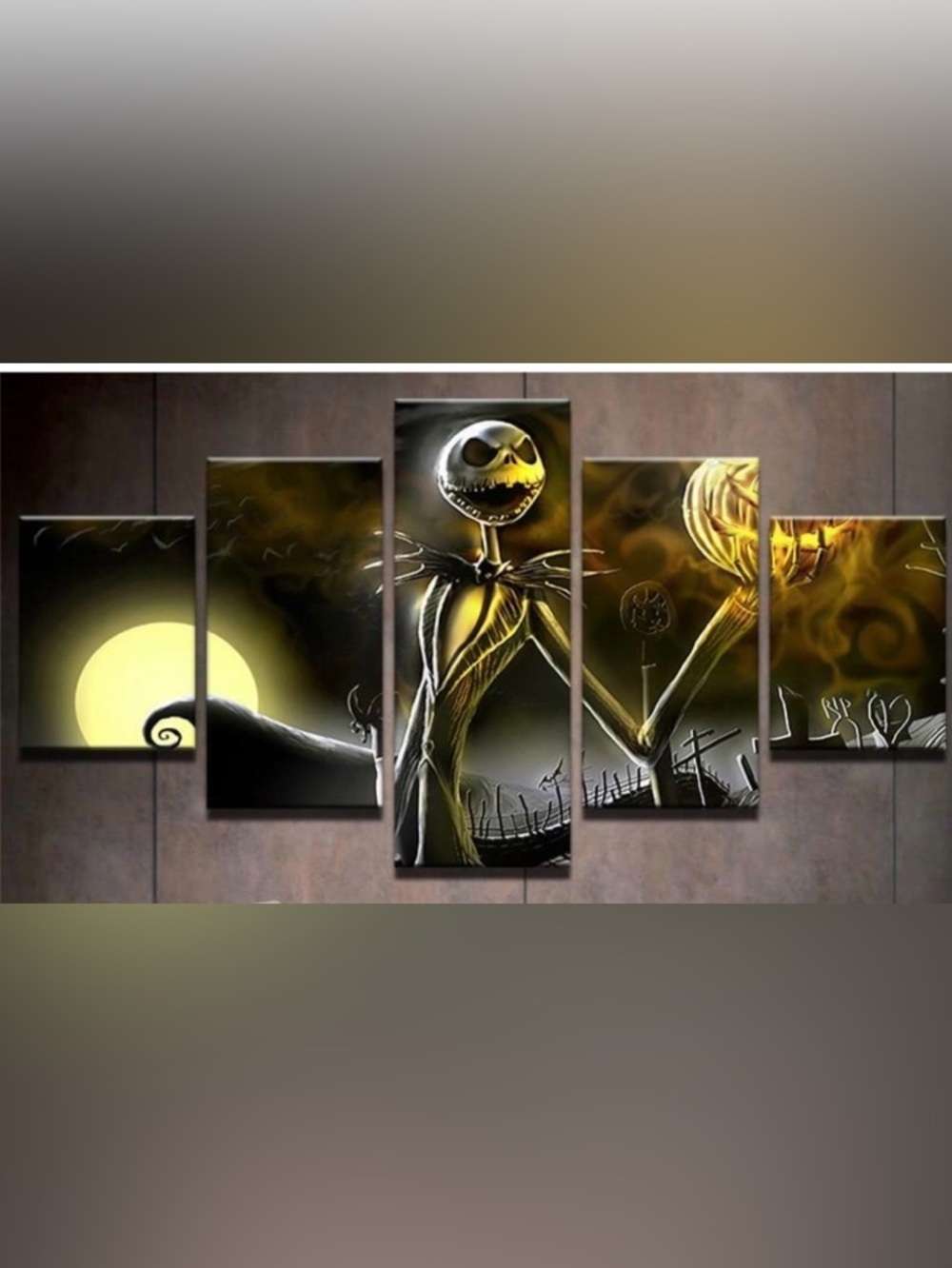 NEW-Jack Skellington Nightmare Before Christmas 5 Pieces canvas Wall Art Home